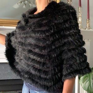 Elegant Black Faux Fur Shawl